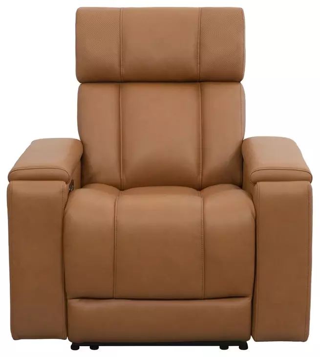 Phoenix Autumn Caramel Leather Zero Gravity Power Recliner with LED and USB Charging