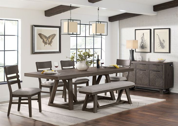 Hearst Reclaimed Chevron 101" Extendable Rectangular Dining Table