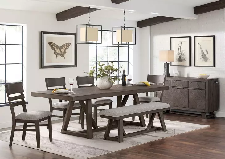 Hearst Reclaimed Chevron 101" Extendable Rectangular Dining Table