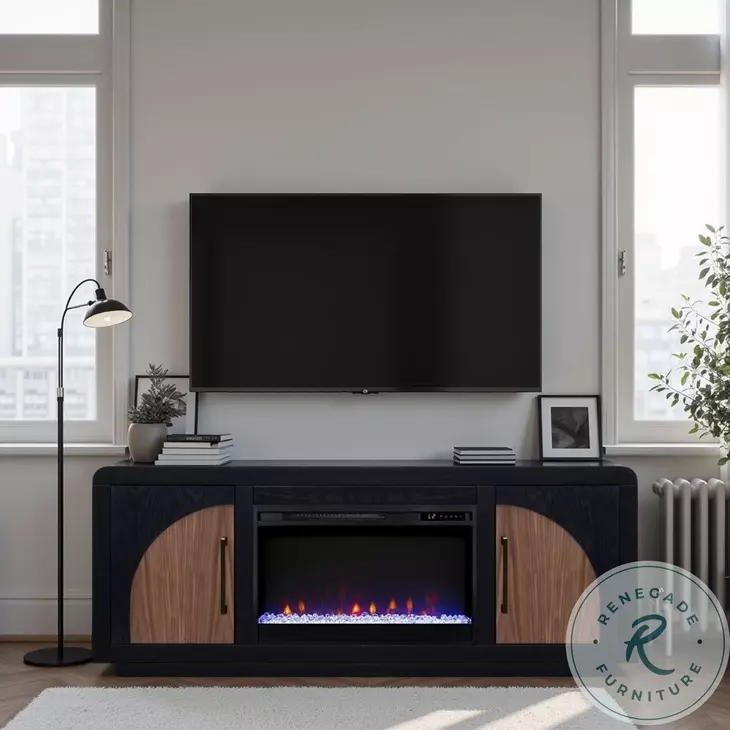 Eclipse Clove And Natural Walnut 65" Fireplace TV Stand