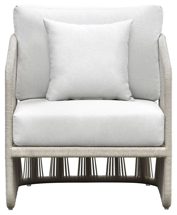 Alexa Outdoor Seating White Upholstered Outdoor Lounge Chair with Pillow