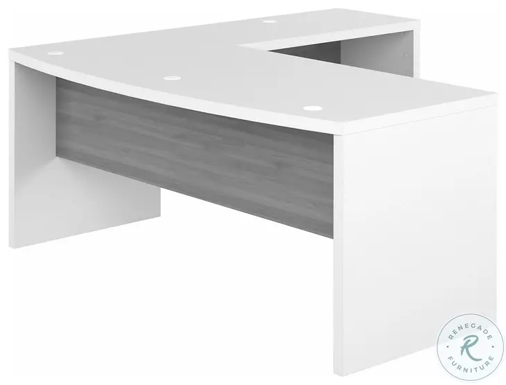 Echo Pure White And Modern Gray 72" Bow Front L Shaped Desk