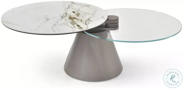 Eclipse White And Gray Swivel Coffee Table