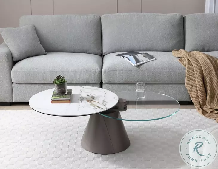 Eclipse White And Gray Swivel Coffee Table