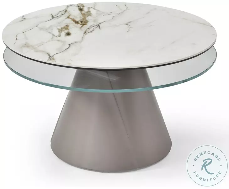 Eclipse White And Gray Swivel Coffee Table