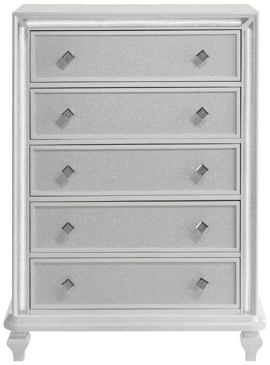 Stardust White 5 Drawer Chest with LED