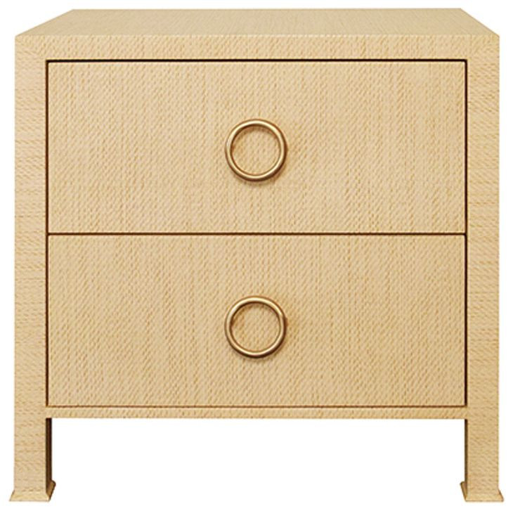 Edelman Natural Grasscloth Rectangular 2 Drawer Side Table