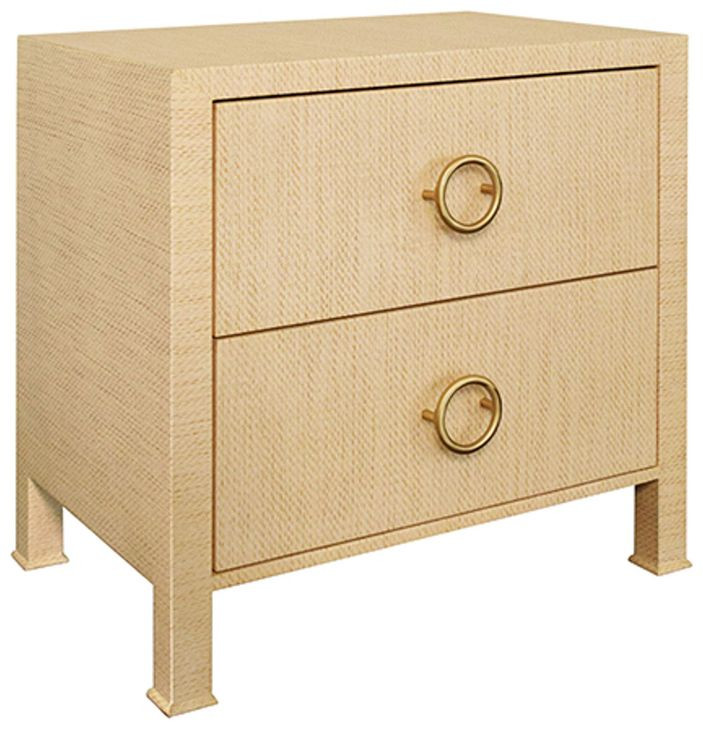 Edelman Natural Grasscloth Rectangular 2 Drawer Side Table