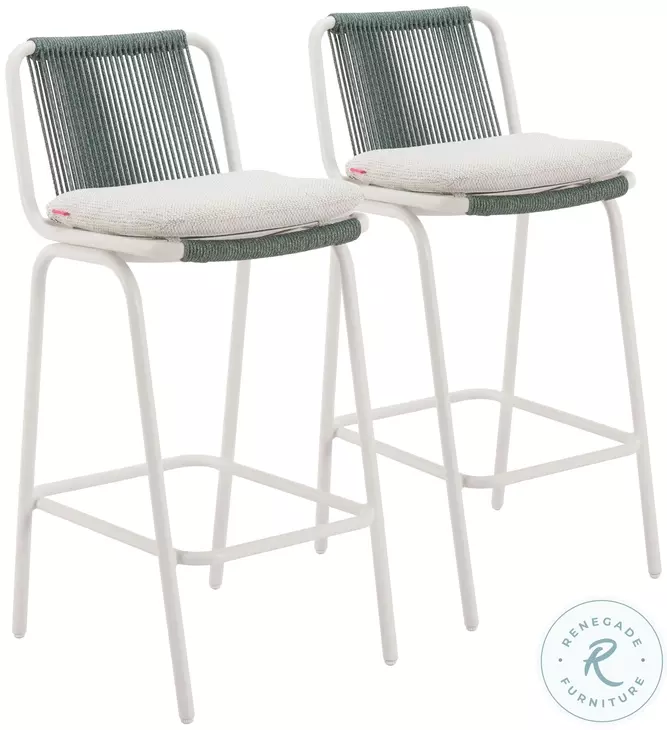 Luft White And Green Bar Stool Set Of 2