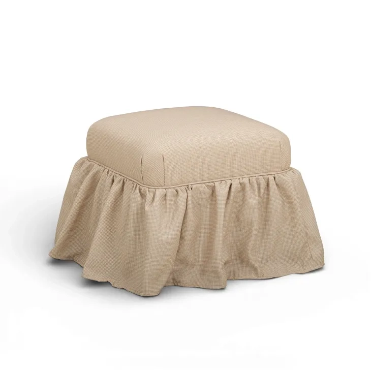 Gertrude Yellow Performance Fabric Upholstered Square Skirted Ottoman