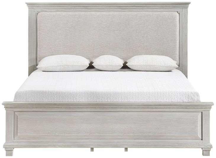 Silver Sands Gray King Upholstered Panel Bed