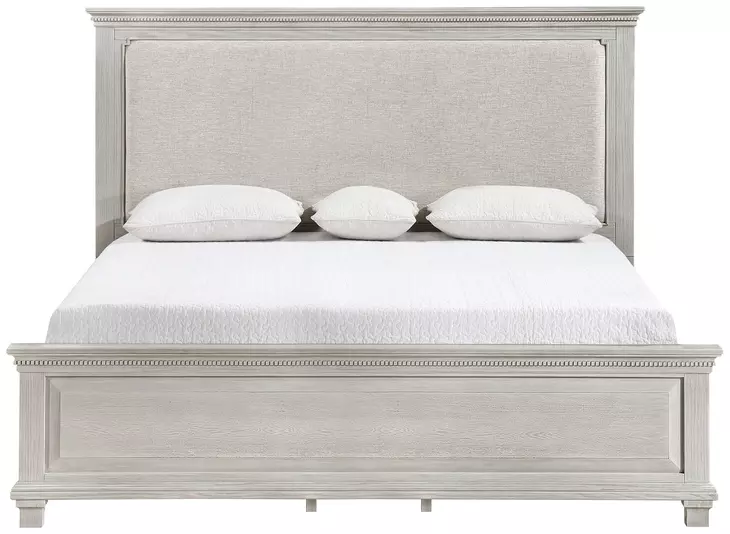 Silver Sands Gray California King Upholstered Panel Bed
