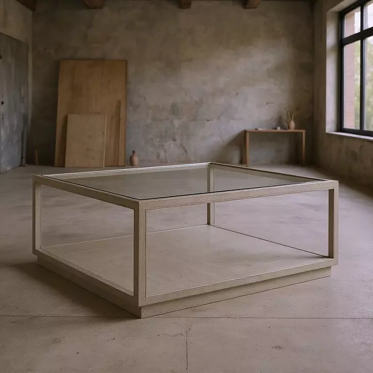 Glaze Bezel Square Glass Top Occassional Table Set