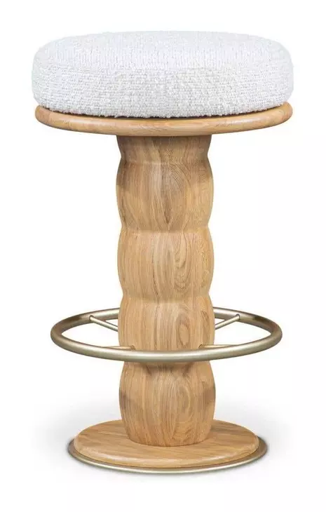 Nio White Mist Upholstered Swivel Counter Height Stool