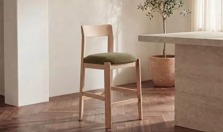 Oli Dark Green Upholstered Counter Height Stool