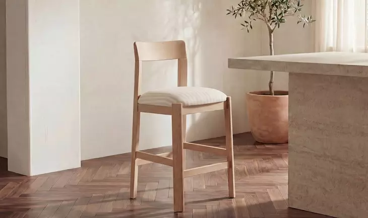 Oli Beige Upholstered Counter Height Stool