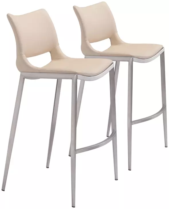 Ace Light Pink And Brushed Stainless Steel Bar Stool Set Of 2