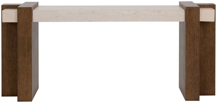 Minerva Cream and Brown Rectangular Marble Top Console Table