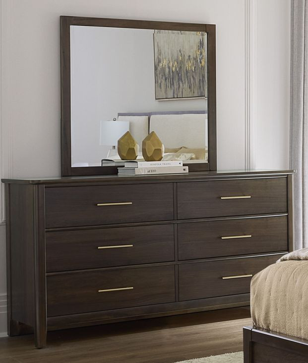 Nordhaven Nordic Walnut Rectangular Dresser Landscape Mirror