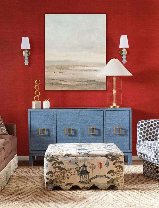 Effie Blue and Gold 4 Door Buffet