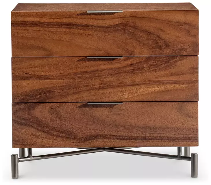 Brasea Lume and Tungsten 3 Drawer Nightstand with USB Charging