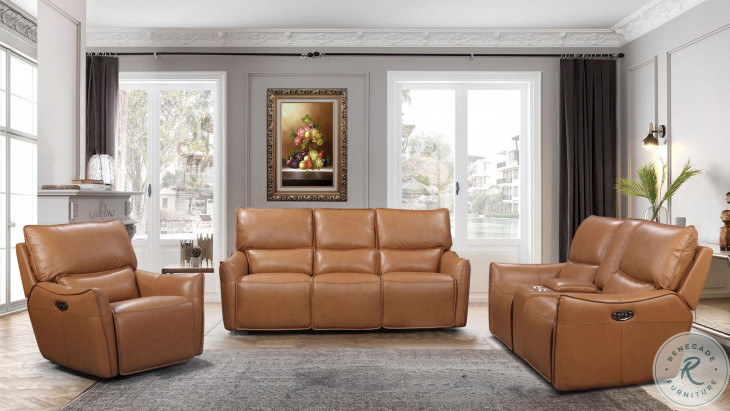 Portico Leather Dual Power Reclining Living Room Set from Bellavita ...