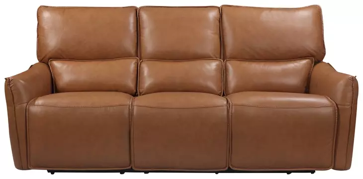 Portland Desert Leather 84" Lay Flat Power Reclining Sofa with Power Headrest and USB Charging