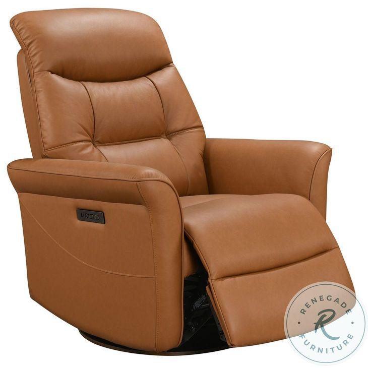 Jennings Brown Heritage Leather Swivel Glider Power Recliner with Power Headrest