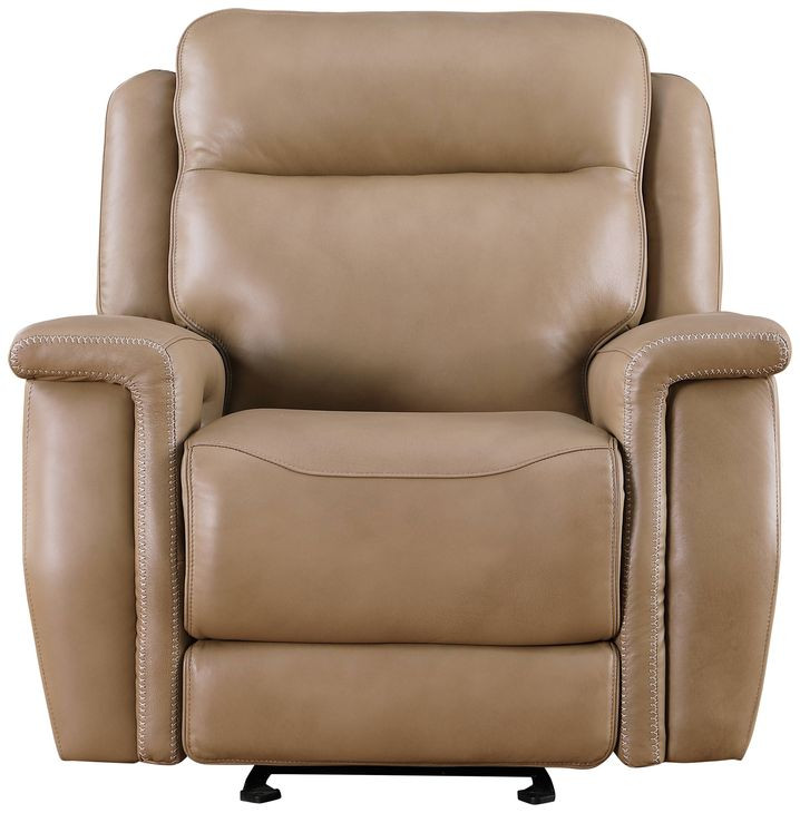Fischer Saddle Leather Glider Power Recliner with Power Headrest and USB Charging
