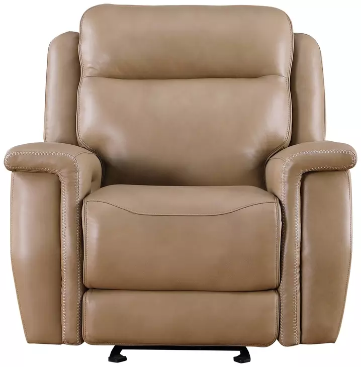 Fischer Saddle Leather Glider Power Recliner with Power Headrest and USB Charging