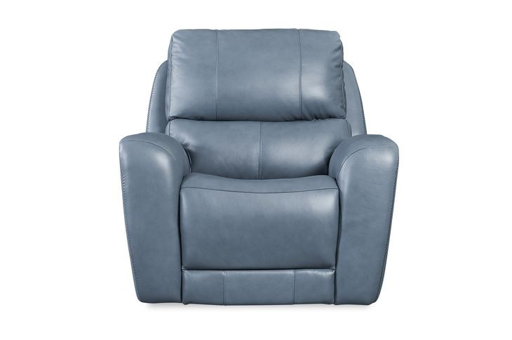 Bel Air Persian Blue Leather Glider Power Recliner with Power Headrest and USB Charging