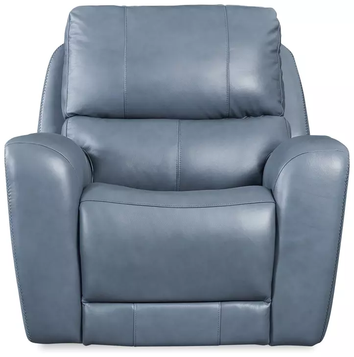 BelleAvenue Persian Blue Leather Glider Power Recliner with Power Headrest and USB Charging
