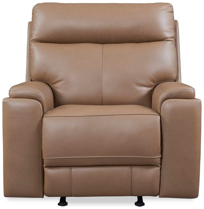 Bryant Tuscan Tan Leather Glider Power Recliner with Power Headrest and USB Charging