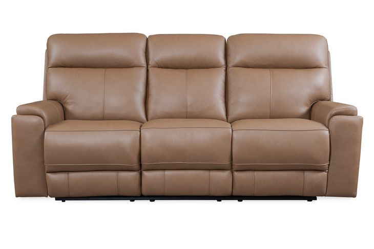 Bryant Tuscan Tan Leather 85" Lay Flat Power Reclining Sofa with Power Headrest and USB Charging