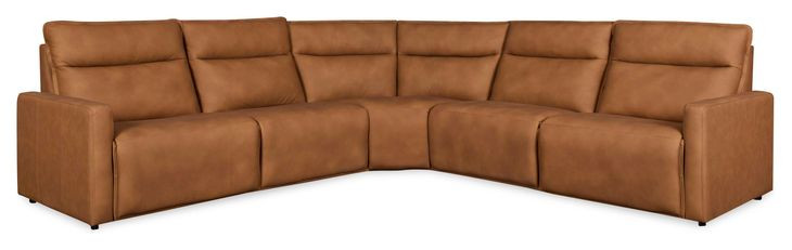 Adell Saddle Leather Modular Lay Flat Power Reclining Sectional