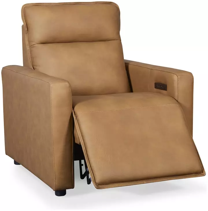 Adell Saddle Leather Lay Flat Power Recliner with Power Headrest and USB Charging