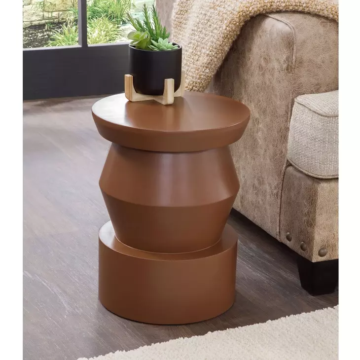 Allen Brown 14" Round Side Table