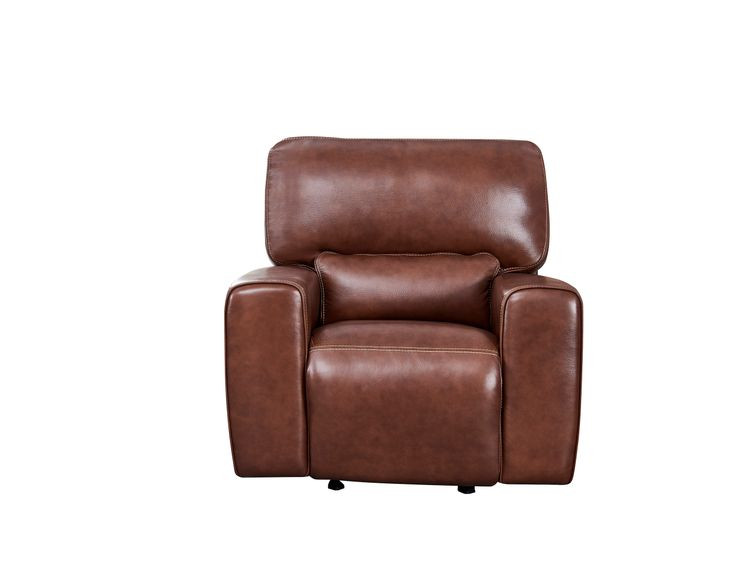 Broadway Brown Leather Glider Power Recliner with Power Headrest and USB Charging