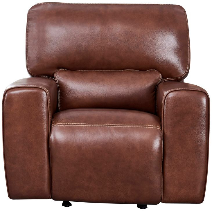 Broadway Brown Leather Glider Power Recliner with Power Headrest and USB Charging
