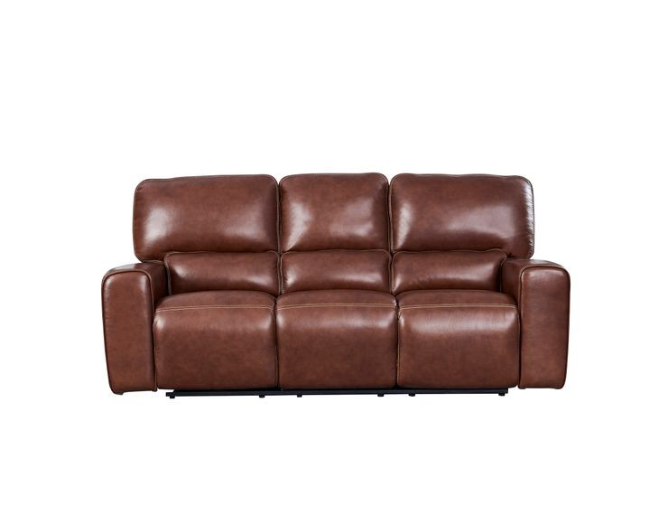 Broadway Brown Leather 89" Lay Flat Power Reclining Sofa with Power Headrest and USB Charging