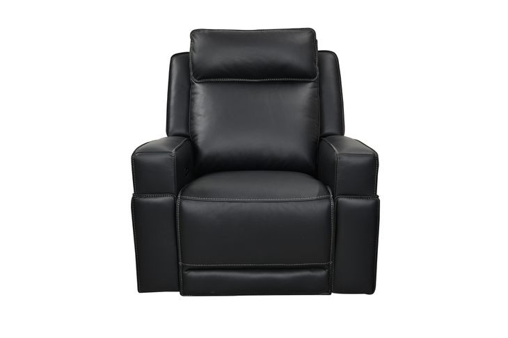 Valley Black Leather Glider Power Recliner with Power Headrest and USB Charging