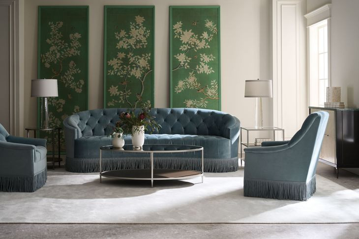 Heritage Modern Turquoise Velvet 90" Sofa