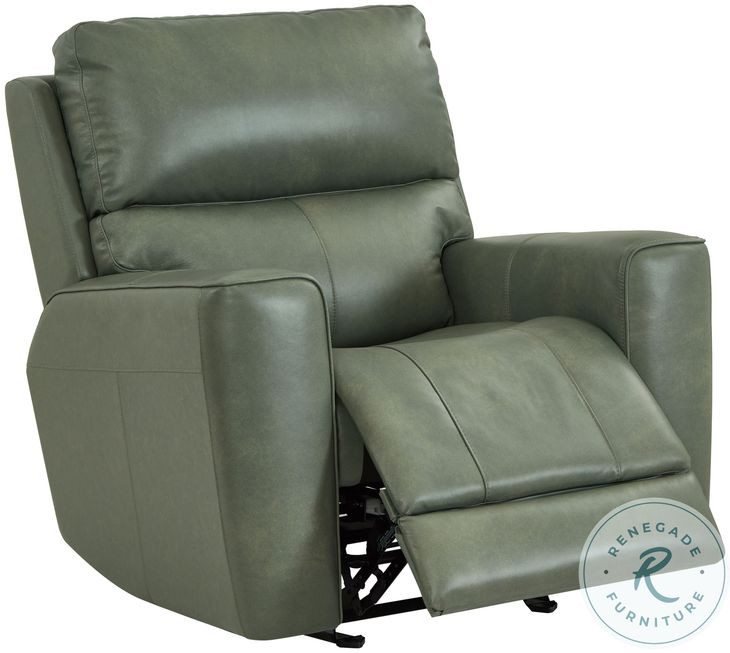 Lioran Sage Moss Leather Power Reclining Living Room Set with Power Headrest