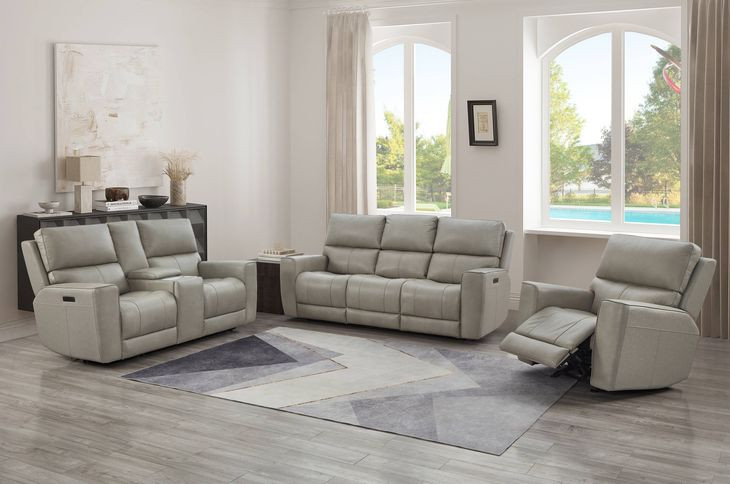 Laredo Cement Leather Zero Gravity Glider Power Recliner with Power Headrest and USB Charging