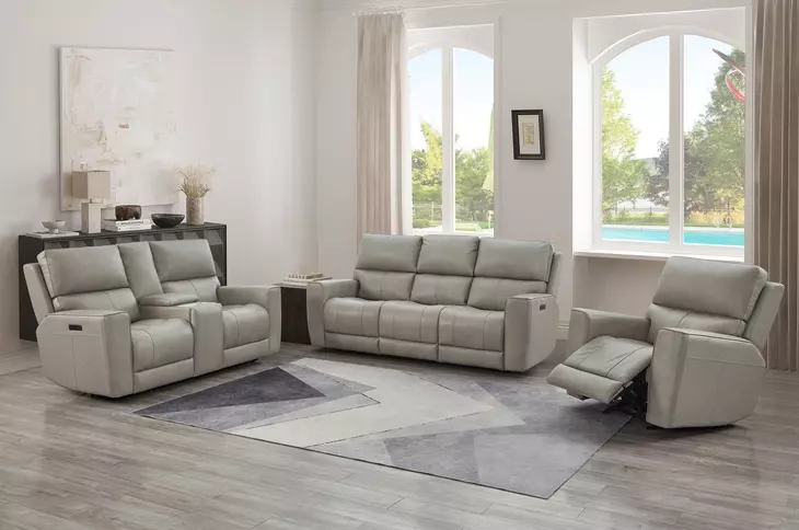 Laredo Cement Leather Zero Gravity Glider Power Recliner with Power Headrest and USB Charging