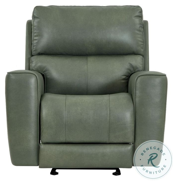 Laredo Sage Moss Leather Glider Power Recliner with Power Headrest