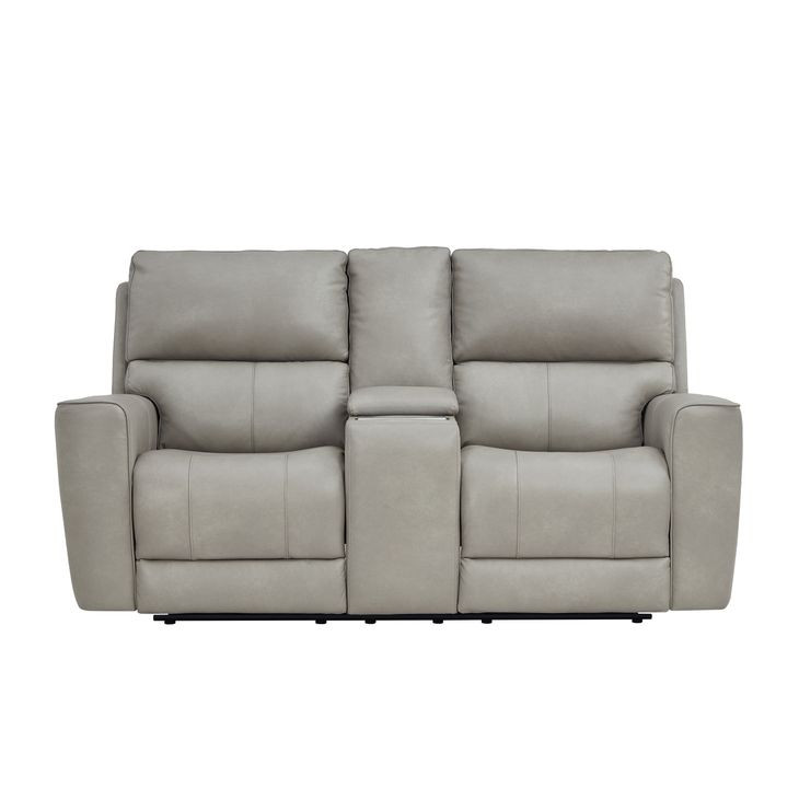 Laredo Cement Leather 77" Zero Gravity Power Reclining Console Loveseat with Power Headrest and USB Charging