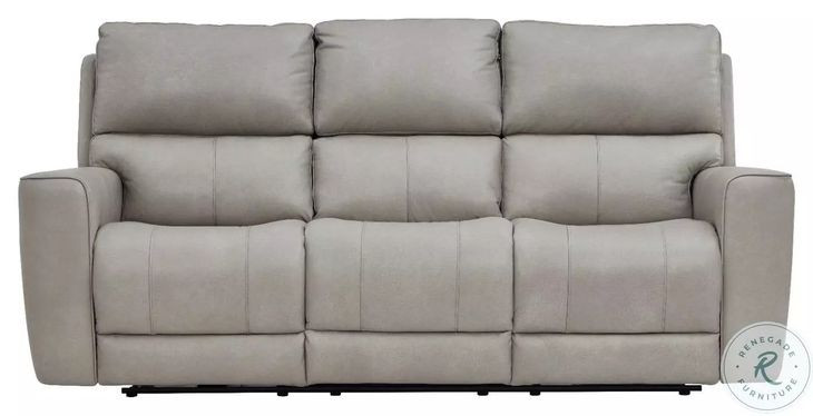 Laredo Cement Leather 87" Zero Gravity Power Reclining Sofa with Fold Down Center Console and USB Charging