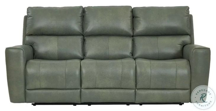 Laredo Sage Moss Leather 87" Zero Gravity Power Reclining Sofa with Fold Down Center Console and USB Charging