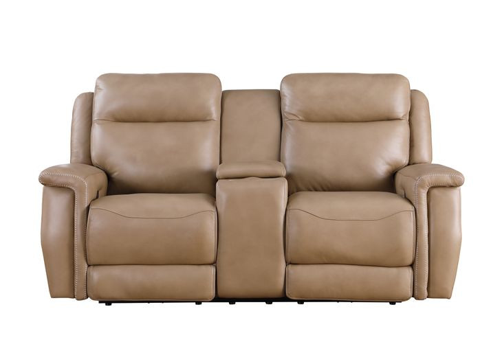 Fischer Saddle Leather 77" Zero Gravity Power Reclining Console Loveseat with Power Headrest and USB Charging